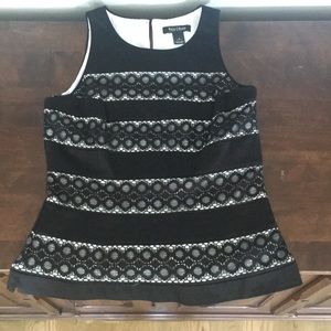 Black and white striped lace shell